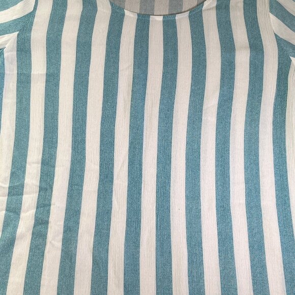 Soft Surroundings Women's Striped Tee Shirt Aqua & White Size Small - Picture 5 of 7
